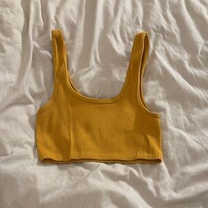 Mustard Yellow Ribbed Crop Top